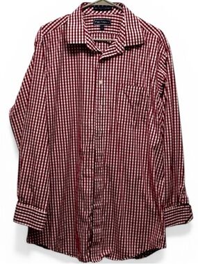 Paul Fredrick Red Gingham Two-Ply Cotton Dress Shirt 17 34
